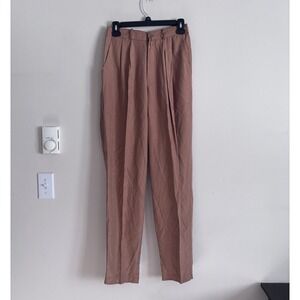 Vintage Cache SILK pants Medium Camel Tan 90s 2000s High Waist *FLAW READ